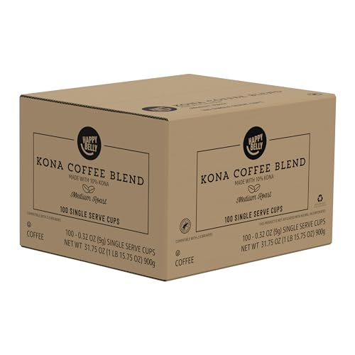 Image of Happy Belly an Amazon Brand -Medium Roast Coffee Pods, Kona Blend, Compatible with Keurig 2.0 K-Cup Brewers, 100 Count