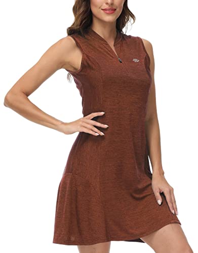 AjezMax Vestido de Deportivo Mujer sin Manga Verano Trabajo Vestido Tenis Golf Henley Dress con Zip Cover