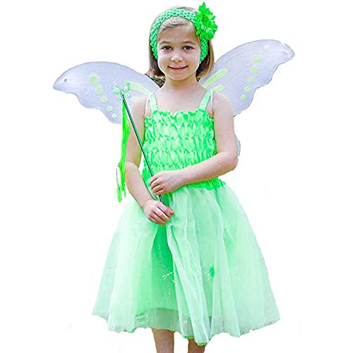 Enchantly Fairy Costume - Fairy Wings for Girls - Tinkerbell Costume for Girls - Pixie Wings, Wand and Headband