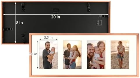 Golden State Art, 4x6 Aluminum Collage Frame, Display 6x4 Pictures With 4 Openings Mat or One 8x20 Photo, Real Glass, Portrait/Landscape Wall Display, Rose Gold, 6 Pack