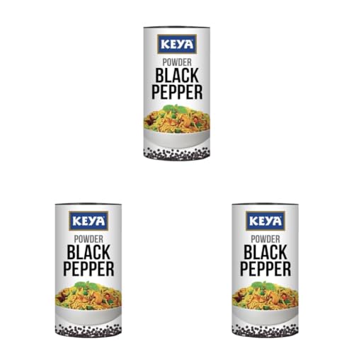 Image of Keya Malbar Black Pepper Powder, 100g Canister (Pack of 3)