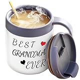 WUJOMZ Gifts for Grandma, Best Grandma Mug with Handle and Lid, Great Grandma Gift, Insulated Travel...