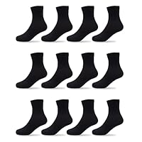 Duufin 12 Pairs Kids Crew Socks Boys Girls Youth Mid Calf Cut Casual Athletic School Dress Socks for Boys Girls 2-15 Years