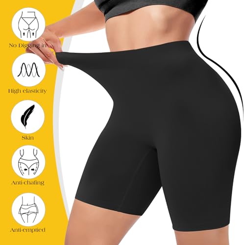 Image of ZENUTA Women 4 Pack Slip Short Under Dresses Underwear, Anti Chafing Seamless Cotton Shorts for Women Boy Shorts
