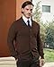 Kallspin Mens Pure Cotton Cardigan Sweater Button Down Shawl Collar Lightweight Knitwear Retro Casual Outfit (Brown 4XL)