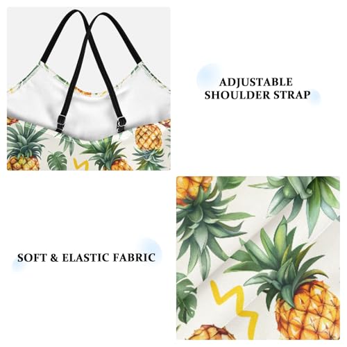 senya Girls Swimsuits One-Piece Swimwear Tie Bathing Suit Beach Summer Round Neck 5-6T Tropical Pineapples and Leaves Pattern3