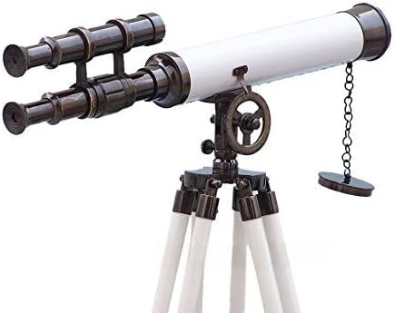 Nauticalmart Floor Standing Oil Rubbed Bronze with White Leather Griffith Astro Telescope 50"