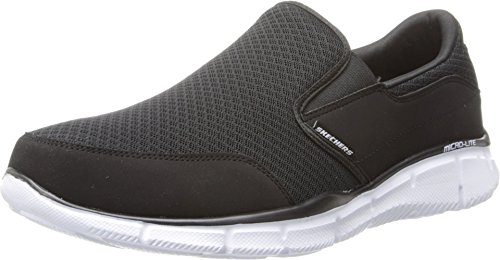 Skechers Men's Equalizer Persistent Slip-On Sneaker, Black/White, 9.5 M US