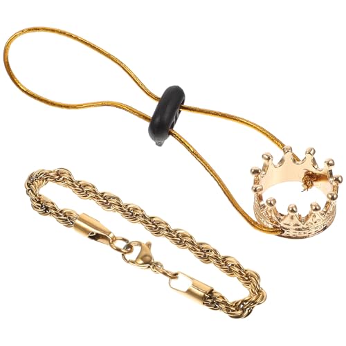 HANABASS Couronne Décorative et Collier pour Petits Reptiles Costume D’Halloween pour Lézards et Geckos Accessoires pour Animaux de Compagnie Taille Or Fixe Fournitures pour Reptiles