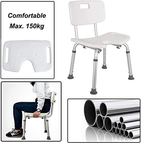 Silla de Ducha for Personas Mayores con Discapacidad, Asiento de Baño, Altura Regulable, Silla de Diseño Antideslizante con Respaldo, Bancos, Asiento de Bañera, Taburete de Ducha