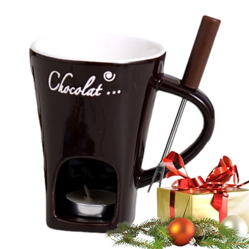 Taza de fondue de chocolate | Juego de tazas de porcelana para derretir | Calentador de fondue resistente al calor de 130 ml para mantequilla, queso y chocolate | Maceta de postre creativa para
