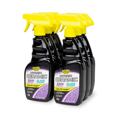 Image of Invisible Glass 92183-6PK Hybrid Ceramic Rain Repellent and Glass Cleaner - Cleans & Protects Car Windows and Windshields with Long-Lasting Water-Repellent Si02 Technology - 16 fl oz (Pack of 6)