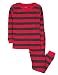 Leveret Boy Striped 2 Piece Pajama Set 100% Cotton (3 Toddler, Red & Grey)