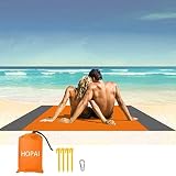 HOPAI Alfombra de Playa Manta de Picnic Impermeable Alfombra de Camping 200x210cm / 240x270cm Esterilla Portátil y Ligero Manta Anti Arena con 4 Estaca Fijo