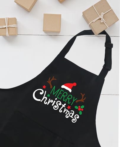 Gvlrbut Avental de Natal engraçado para mulheres e homens com 2 bolsos - Aventais de cozinha de Nata