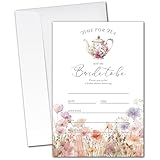 ZYQFN Time for Tea Bridal Shower Invitations - 20 Pink Floral Teapot Invitation Cards 4'x6' with Envelopes, Garden Tea Party Invitations for Bride-to-Be.(106)