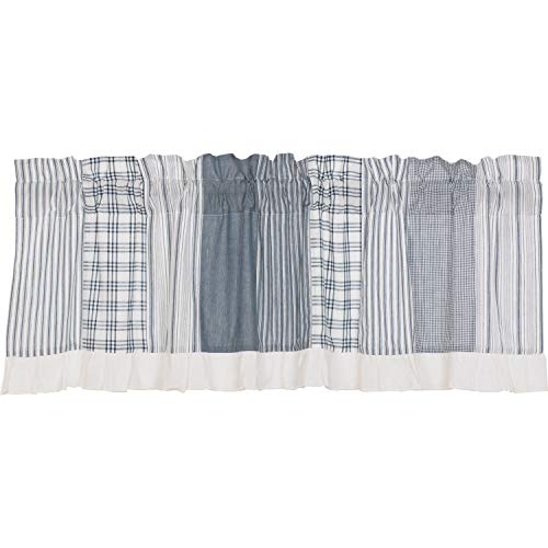 Vhc Brands Sawyer Mill Blue Farmhouse Window Panel Set For Living Room Or Bedroom With Attached Valance #TOP1