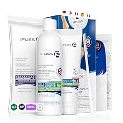 Mr. Fuss® N. 4 – Advanced Pack Steel – Piccolo, rimozione cuticole – Confezione risparmio da 4 pezzi soluzione attiva ammorbidente rapido – 250 ml, balsamo n. 2 – 100 ml, ovatta, raschietto in acciaio