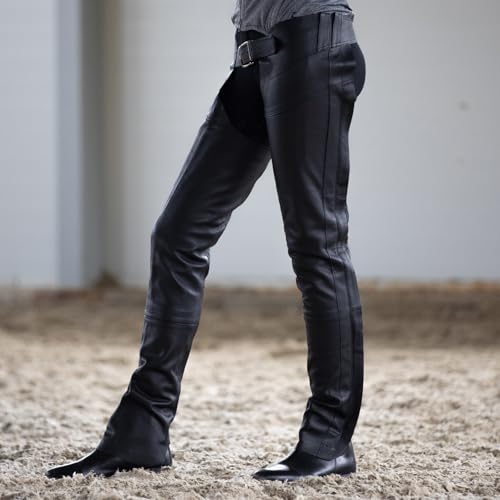 Chaps en cuir Blake Horze noir M équipement équitation cavalier