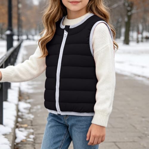 Girls Puffer Vest Lightweight Sleeveless Collar Zip Packable Winter Jacket - image 3
