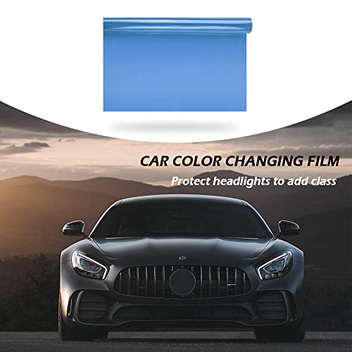 12 X 48Inch Car Light Tint Film, Cuttable&Stretchability Car Headlight Taillight Fog Light Vivid Vinyl Wrap Protector,Non-Marking Self-Adhesive Decals Car Decor (Light Blue) #TOP3
