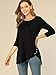 Allegra K Women's Loose Tunic Fall Winter Casual 3/4 Sleeve Asymmetry Round Neck Tops Medium Black