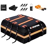 Kingfun Car Rooftop Cargo Carrier Bag, Waterproof 15 Cubic Feet Car Roof Luggage Carrier for All Vechicles with/Without Racks, Includes Anti-Slip Mat, 8 Reinforced Straps, 6 Door Hooks,Luggage Locks