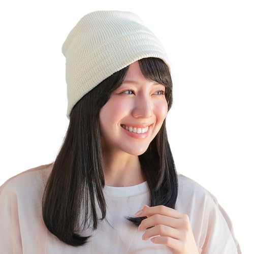 [AQUADOLL(アクアドール)] ウィッグ 医療用 髪付き 帽子 前髪付き 取り外し式 自然 ミディアム レイヤー 人毛MIX 毛量UPタイプ 耐熱 レディース フリーサイズ 女性 抗がん剤 脱毛症 ファッション かつら つけ毛 かぶるだけ 軽量 通気性 小顔効果 装着簡単 BKM.黒・人毛MIX wgn117BKMのサムネイル