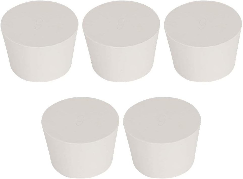 Labasics 5PK 11# Solid Rubber Stoppers - Size: 1.81" Bottle, 2.20" Top, 1.38" Length - White Tapered Lab Seal Rubber Stoppers