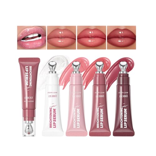Image of Hydrating Lip Gloss Lip Jam Set, Glossy Jelly Liquid Lipstick Glitter Plumping Lipgloss High Shine Lipstick Wayery Lip Gloss for Women (4 Colors Set) (nude)