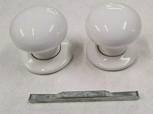 GCH Ceramic / Porcelain Mortice Door Knob Set, 60mm, White with White Rose