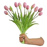 Aoivrb 15pcs Artificial Tulip Flowers, Real Touch Latex Tulip Bouquets, Fake Tulip Bouquets for Wedding Parties Home Kitchen Shop Garden Decorations (15, Light Purple)