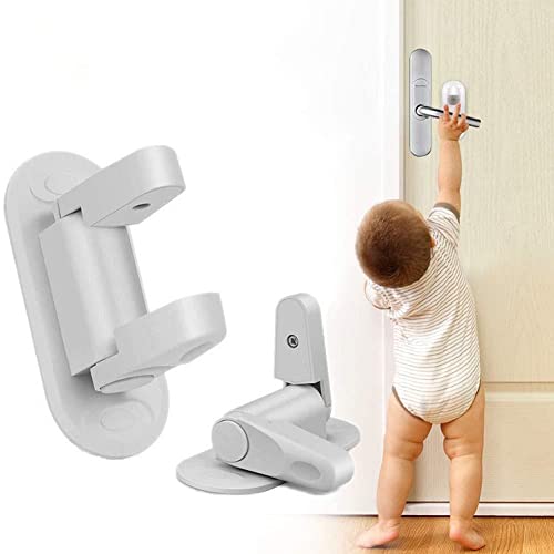 2 piezas Bloqueo de Seguridad Cerradura de palanca puerta de seguridad para bebés Cerraduras de seguridad para niños para armarios Cajones Ventanas Puertas puertas 3M Resistente Adhesivo Cover