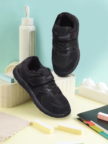 Image of Liberty Force 10 Tiger Black School Shoes for Kids Boys & Girls | Comfortable School Shoes | Lightweight & Durable | Easy Slip-On & Velcro Closure | All Day Comfort, Anti-Slip Grip