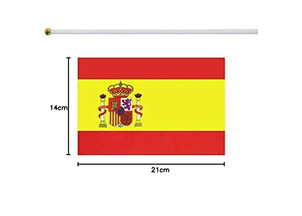 WEITBF Mini-Flaggen 12 Stück – 20,3x30,5 Cm, Mit Holzstab & Speerspitze, Spanien-Design