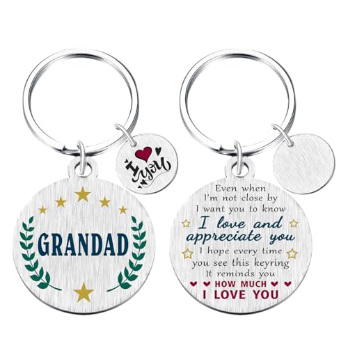 Yobent Grandad Christmas Gifts from Granddaughter Grandson, Best Grandad Birthday Keyring Present, Meaningful Love You Grandfather Ideas