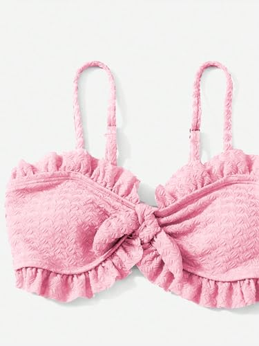 Image of SHENHE Girl's 3 Piece Cute High Waisted Ruffle Trim Swimsuit Bikini Sets with Beach Skirt
