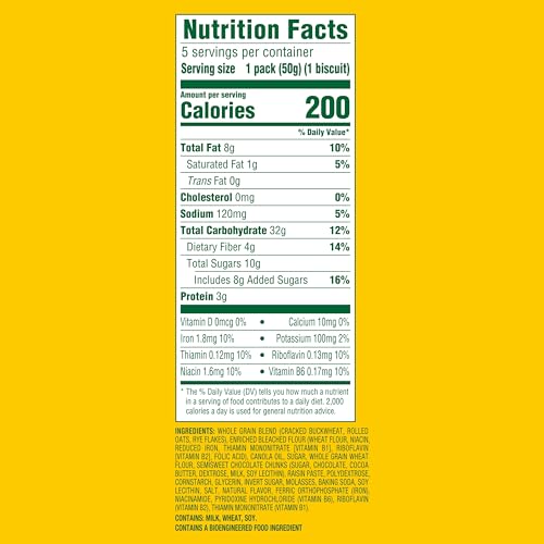 belVita Soft Baked Breakfast Bars, Oats & Chocolate, 6 Boxes of 5 Packs (1 Biscuit Per Pack)