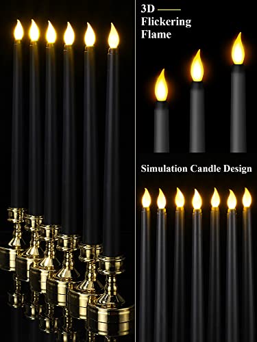 Image of Retisee 30 Pcs 11 Inch Flameless Taper Candles LED Candles Bulk Battery Operated Taper Candle Flickering LED Candlesticks for Valentines Birthday Wedding Party Decor (Classic Style,Black)