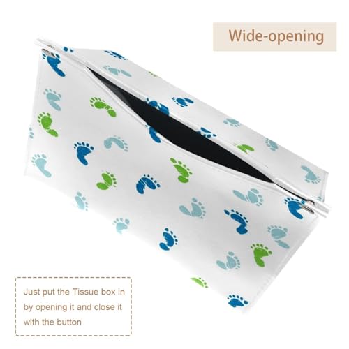Boîte à mouchoirs en cuir avec empreintes de pieds bébé étanche et durable - 6