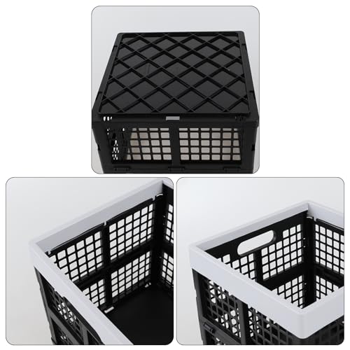 18 L Plastic Stackable Storage Milk Crates, Square Milk Crate, 3 Pack, Black - Image 4
