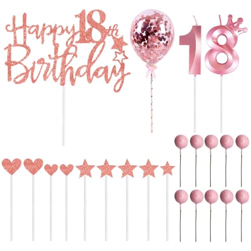 EHDWXVZM 2 Piezas De Velas Digitales, 1 Juego De Insertos De Tarjetas De Pastel Y 10 Piezas De Complementos Esféricos, Suministros De Fiesta De Cumpleaños Número 18, Decoraciones De Pasteles.