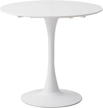 Round Dining Table Modern Casual Dining Table Suitable for 4-6 People Rerfekt for Living Room Dining Room Kitchen Cafe - White - 110 cm