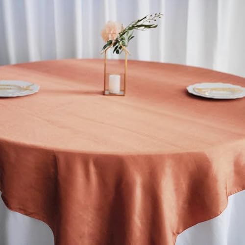 Efavormart 72" Satin Square Tablecloth Overlay For Wedding Catering Party Table Decorations Terracotta Square Tablecloth Cover #TOP7
