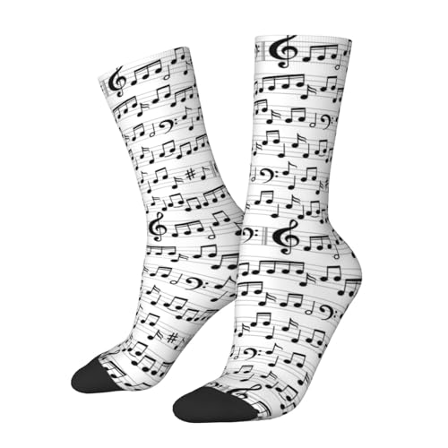 Sanghing Music Note White Funny Crew Socks For Women Men Casual Cool Athletic Sport Novelty Socks For Adults