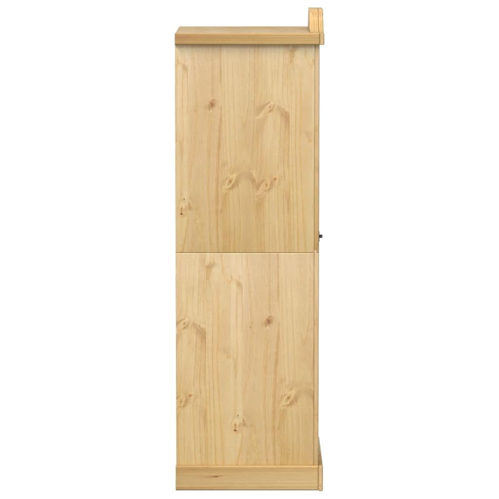 Szafa na ubrania z litego drewna sosnowego 55 x 52 x 170 cm z metalowymi uchwytami i dużą ilością miejsca do przechowywania ubrań i akcesoriów, wytrzymała szafa z drewna sosnowego z