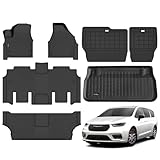 Floor Mats & Cargo Liner for Chrysler Pacifica 2017-2025 2026 Gas 7-Seater Touring (Non Hybrid&Non Pinnacle) All Weather TPE Rubber Trunk Mat Automotive Floor Liners for Pacifica Fuel 2025 Accessories