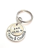 Personalized 10 Years and Counting Key Chain with a 2013 Dime 10th Wedding Anniversary Date