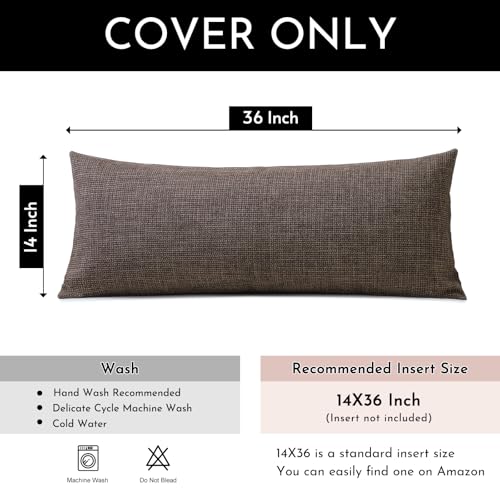 OTOSTAR Linen Throw Pillow Cover Set of 1 Decorative Long Lumbar Pillowcase Rectangle Cushion Cover 14x36 Inch for Home Decor Sofa Bedroom Car 35 x 90CM Dark Brown by OTOSTAR - Used condition - Image 6