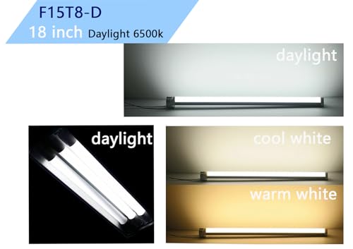 Flyercatch F15T8-D Daylight 15W Fluorescent Bulb,18\'\' F15T8/DL 6500K T8 Linear Preheat Lighting Lamps, G13 bi-pin Base